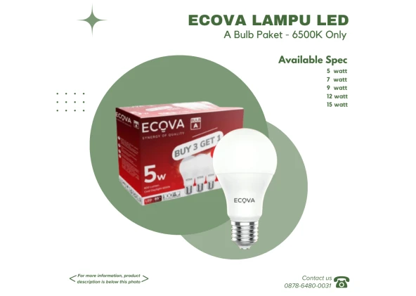 Spot Led  ECOVA - LAMPU LED ECOVA A BULB 1 ~blog/2023/9/28/4